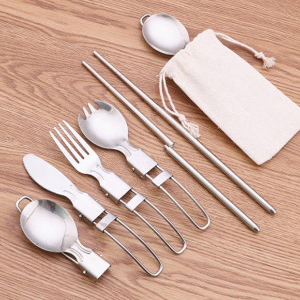 Foldable Camping Stainless Steel Utensils